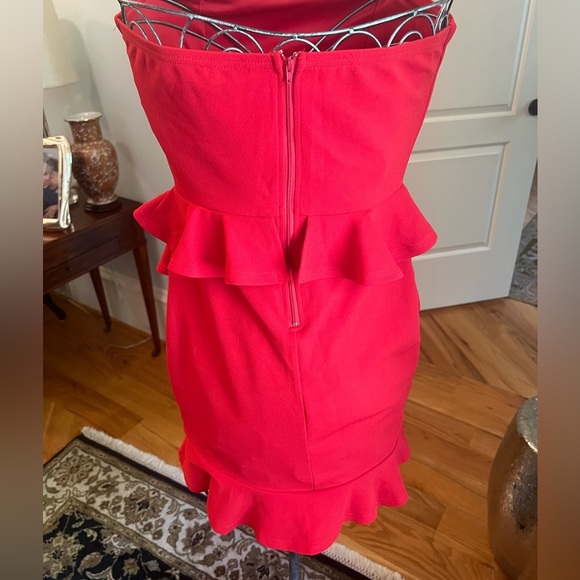 These Three Boutique Red Ruffle Strapless Cocktail Dress | Valentines Dress - Picture 8 of 11